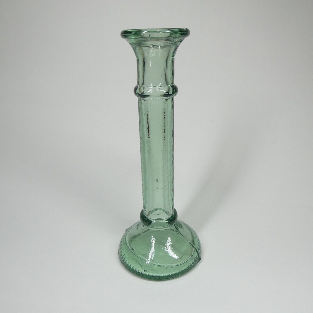 Recycled Glass Candlestick Candle Holder Vintage Taper 7.5" Tall